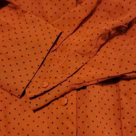 Signature Collection womens 2X red & black polka dot sheer button down b… - Picture 5 of 8